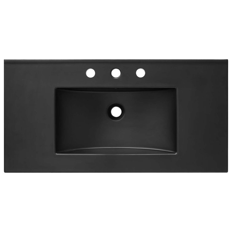 Cayman Black Ceramic 36" Rectangular Bathroom Sink