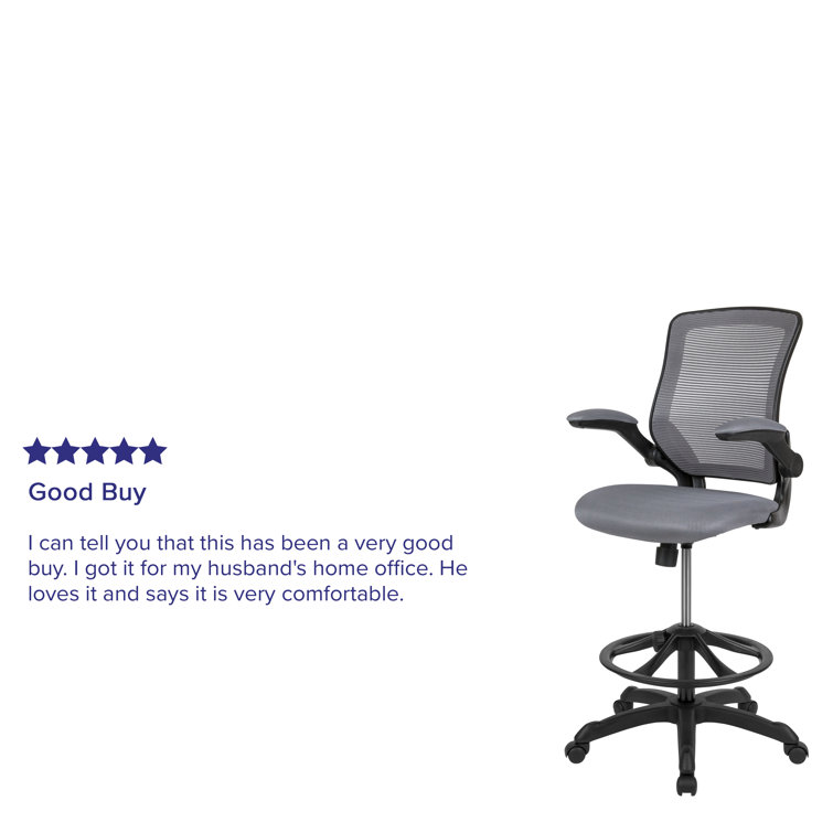 Dark Gray Mesh Ergonomic Drafting Chair with Adjustable Arms