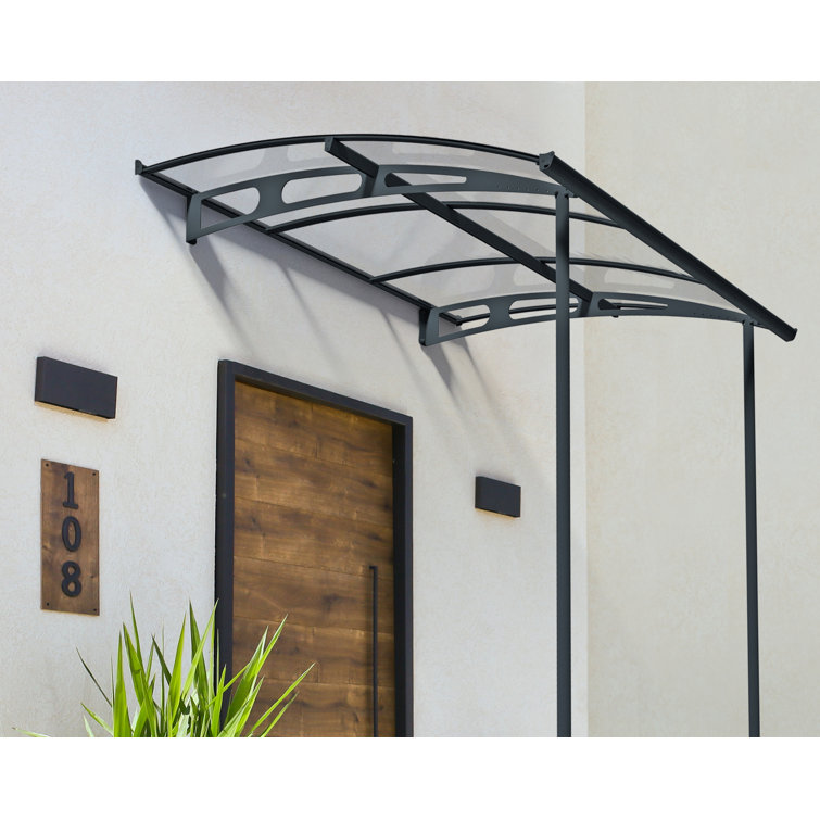 Vega 7' x 7' Gray Acrylic and Steel Door Awning