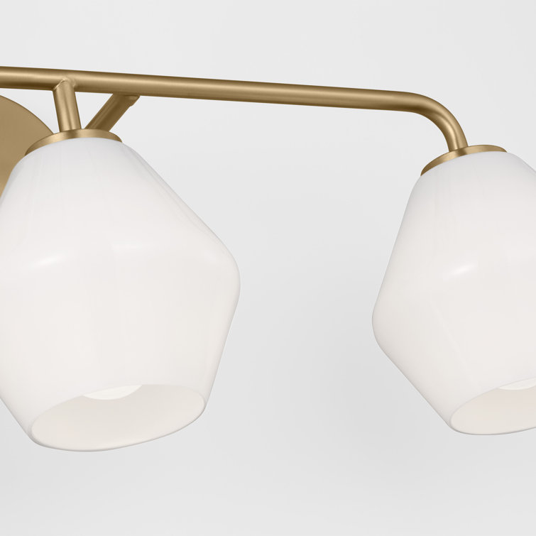 Satin Brass 3-Light Dimmable Vanity Light with White Hexagonal Shades
