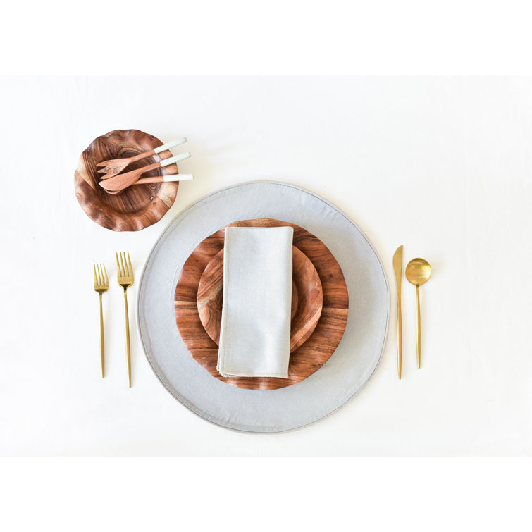 White Round Fabric Placemats Set of 4