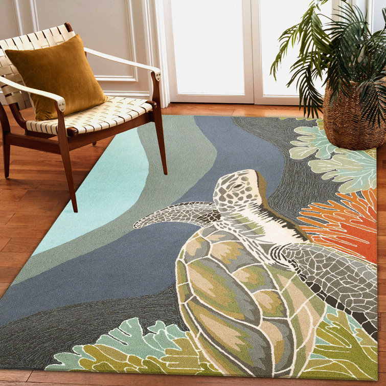 Handmade Blue Tufted Synthetic Rectangular 5' x 7' Rug