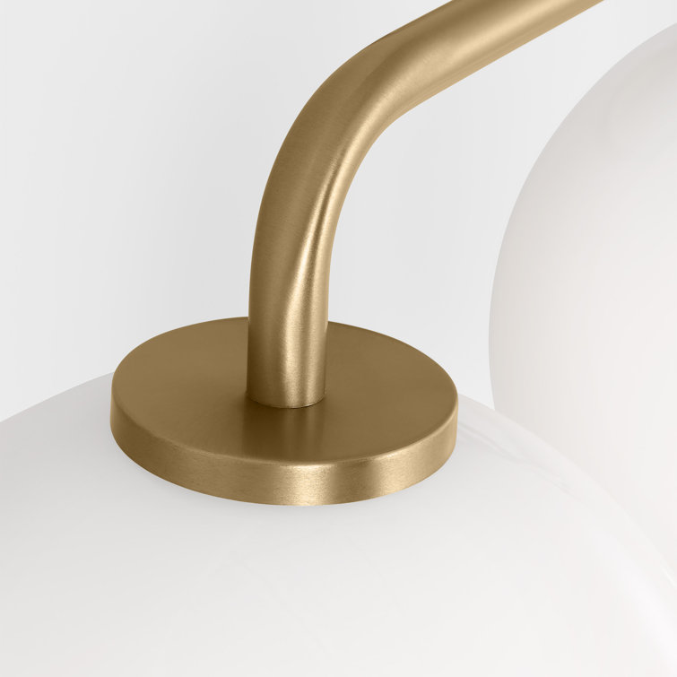 Satin Brass 3-Light Vanity Fixture with White Globe Shades