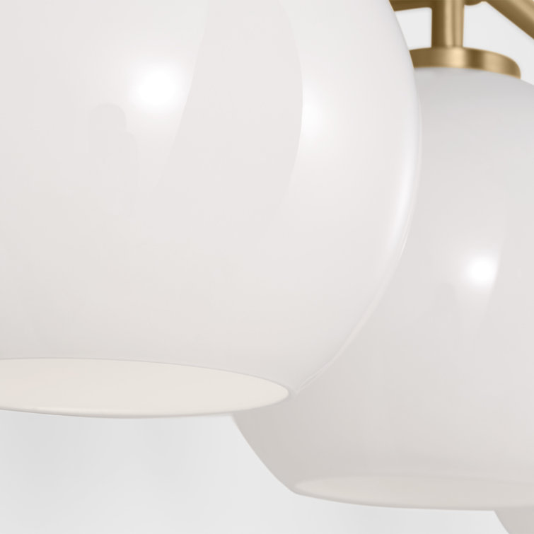 Satin Brass 3-Light Vanity Fixture with White Globe Shades