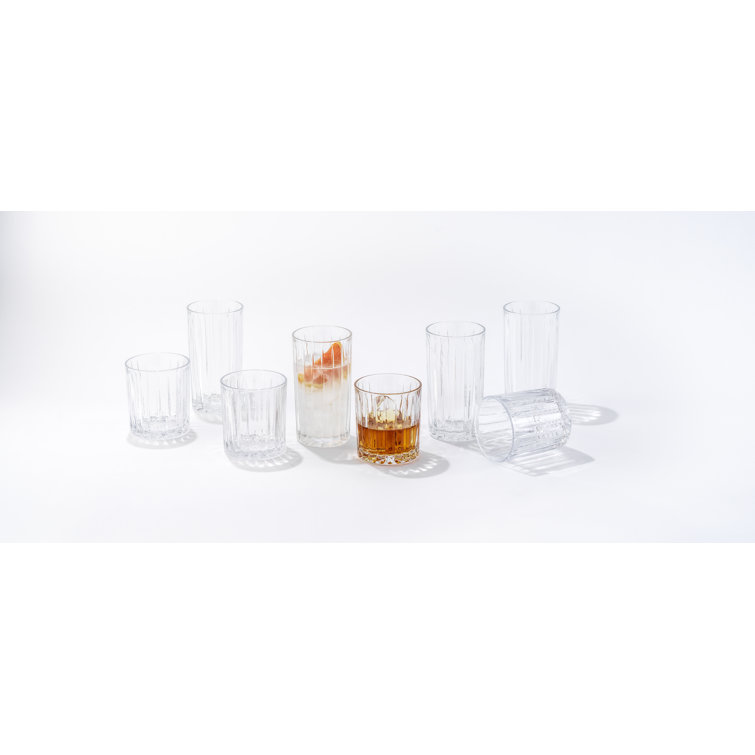 Alina Clear Ribbed Highball and Tumbler Glass Set