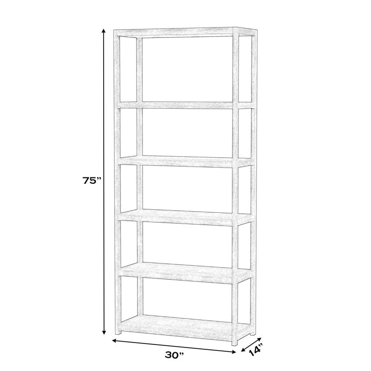 Navy Blue Wood 5-Tier Etagere Bookcase
