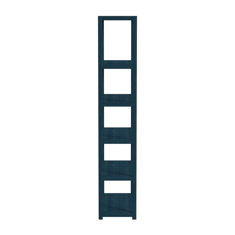 Navy Blue Wood 5-Tier Etagere Bookcase