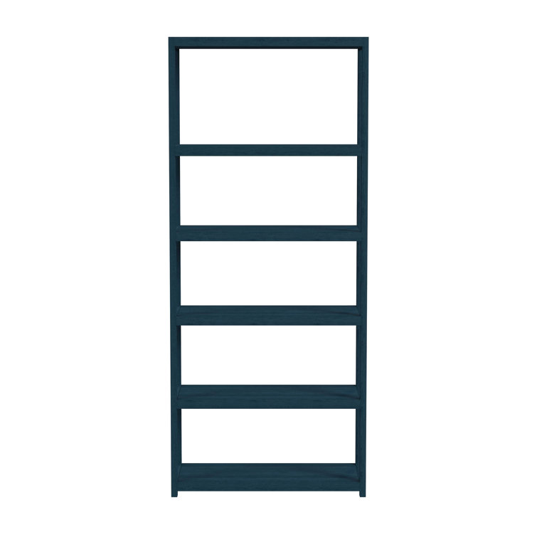 Navy Blue Wood 5-Tier Etagere Bookcase