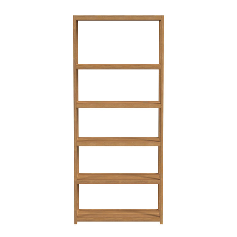 Lark Light Brown 5-Tier Solid Wood Etagere Bookcase