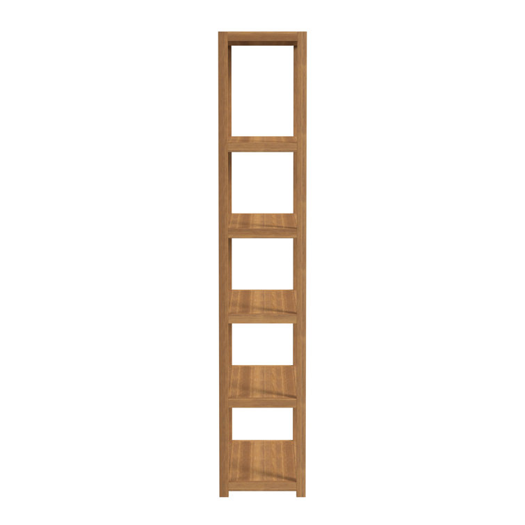 Lark Light Brown 5-Tier Solid Wood Etagere Bookcase