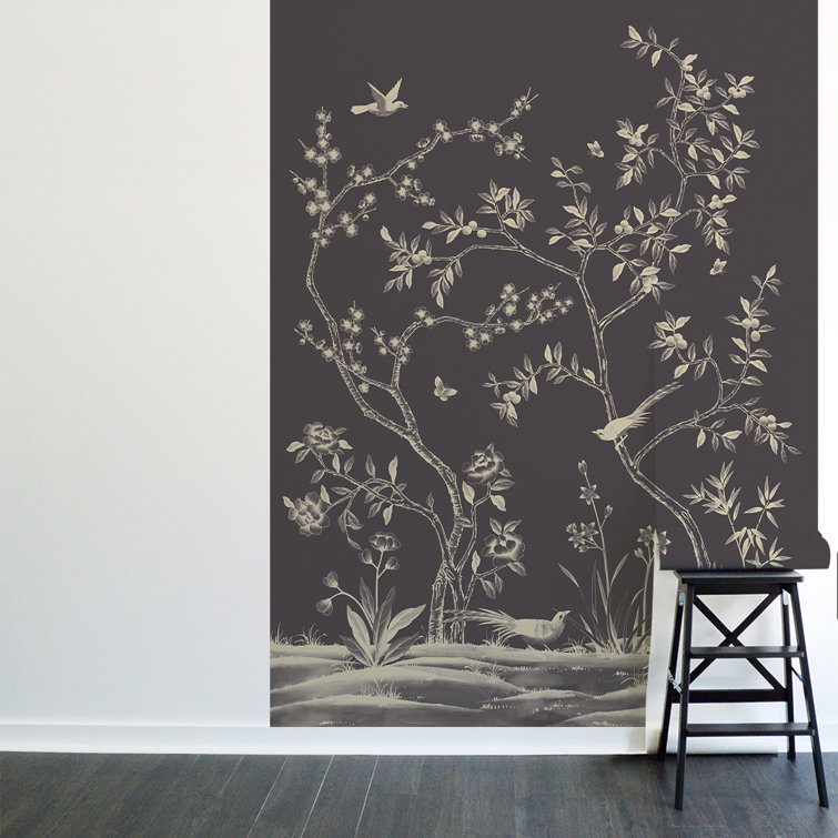 Midnight Chinoiserie Garden Vinyl Peel and Stick Wall Mural