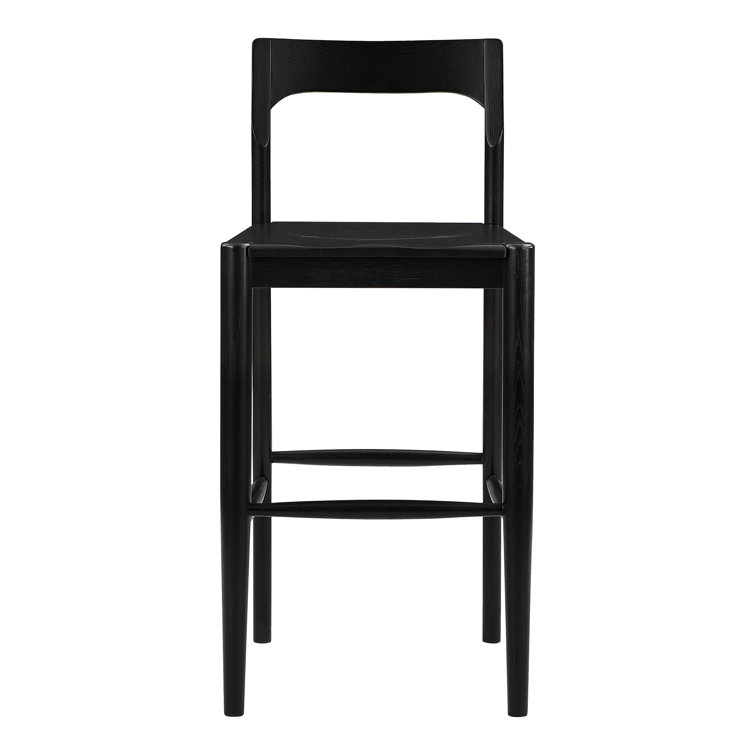 Adjustable Black Oak Bar Stool with Semi-Gloss Finish