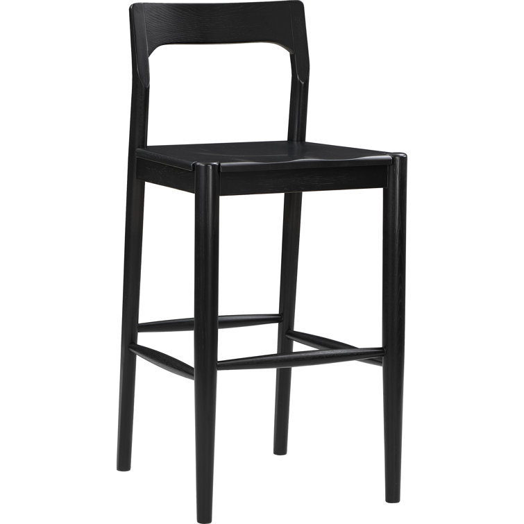 Adjustable Black Oak Bar Stool with Semi-Gloss Finish