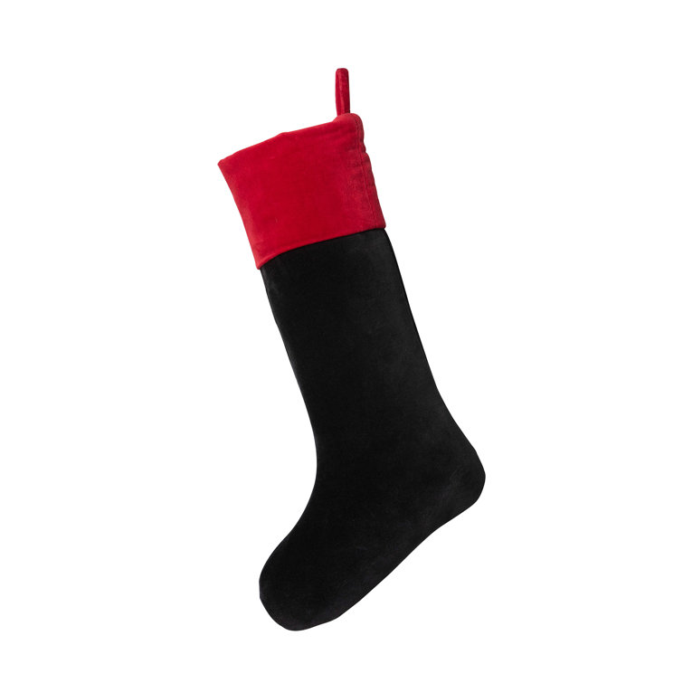 Black and Red Floral Embroidered Christmas Stocking