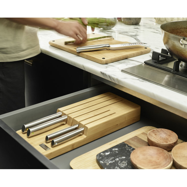 Joseph Joseph Joseph Joseph Elevate Steel 5-Piece Knife Set with In-Drawer Bamboo Storage Tray