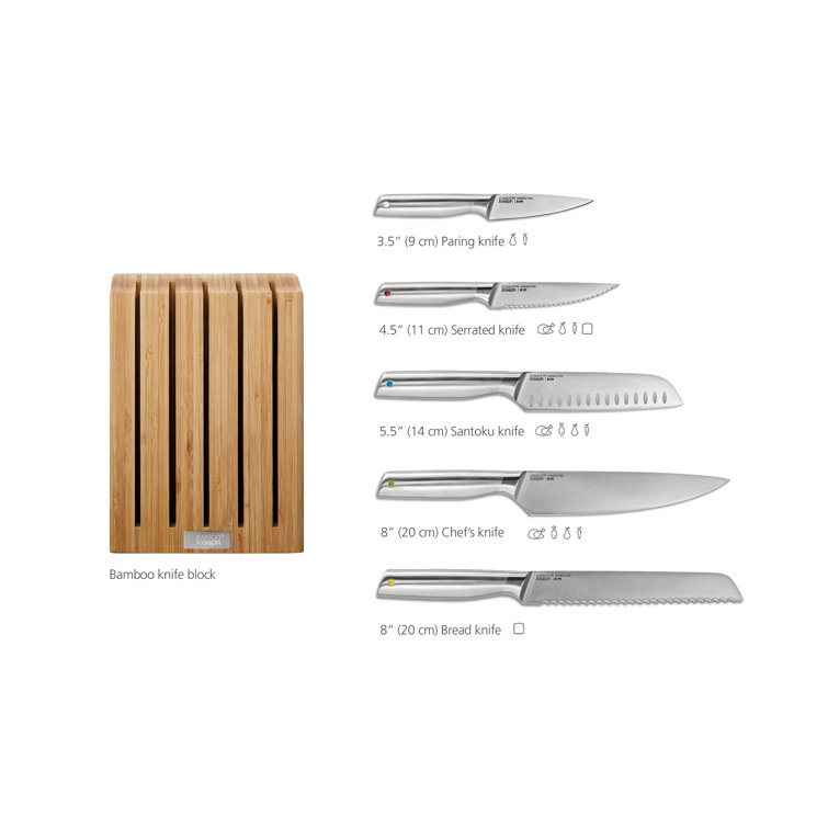 Joseph Joseph Joseph Joseph Elevate™ Steel 5-Piece Knife Set with Bamboo Block