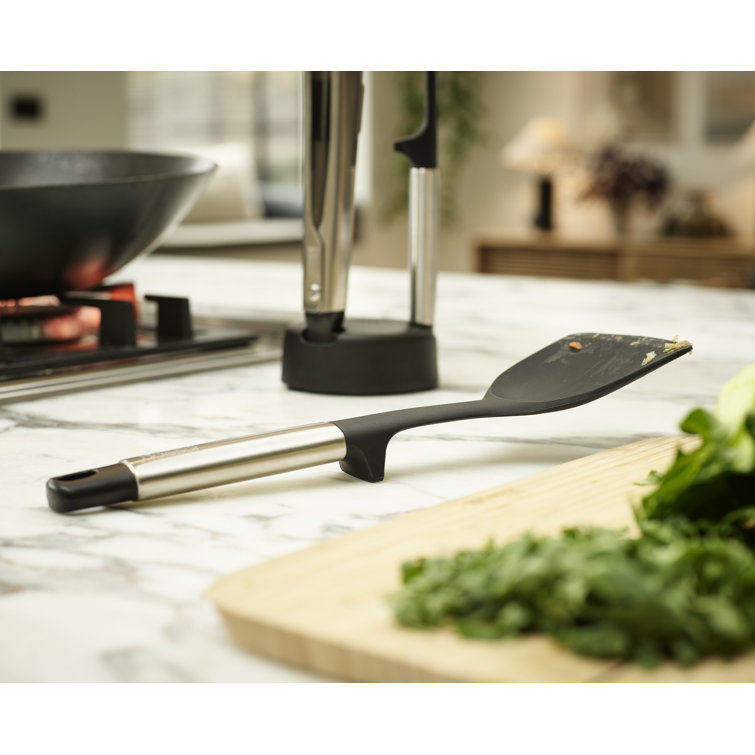 Stainless Steel and Silicone 3-Piece Utensil Set with Stand
