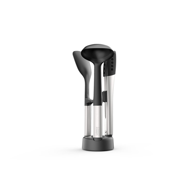 Stainless Steel and Silicone 3-Piece Utensil Set with Stand