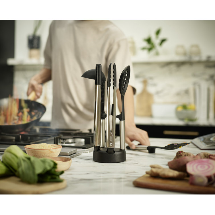 Joseph Joseph 5-Piece Stainless Steel and Silicone Utensil Set with Stand