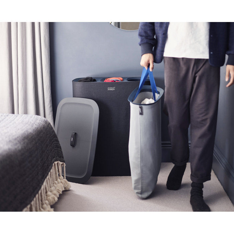 Carbon Black Steel 90L Laundry Hamper with Lid