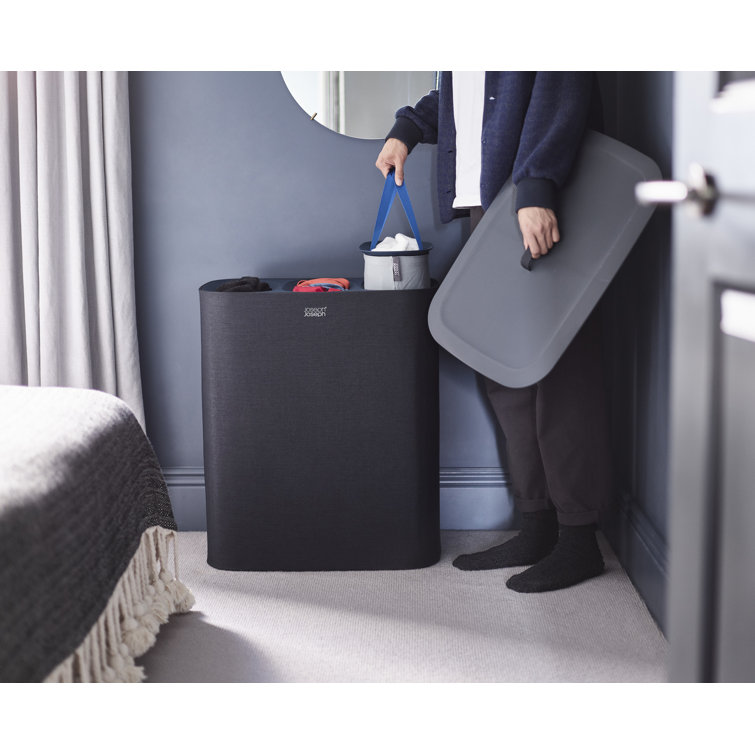 Carbon Black Steel 90L Laundry Hamper with Lid
