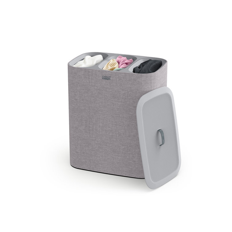 Gray 90L Laundry Separation Basket with Lid for Kids