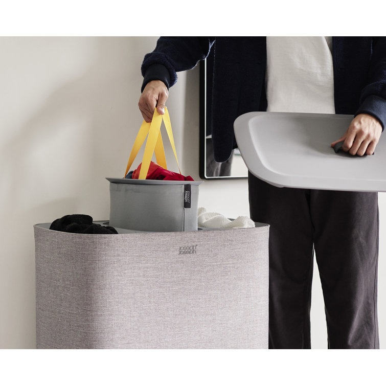 Gray 90L Laundry Separation Basket with Lid for Kids