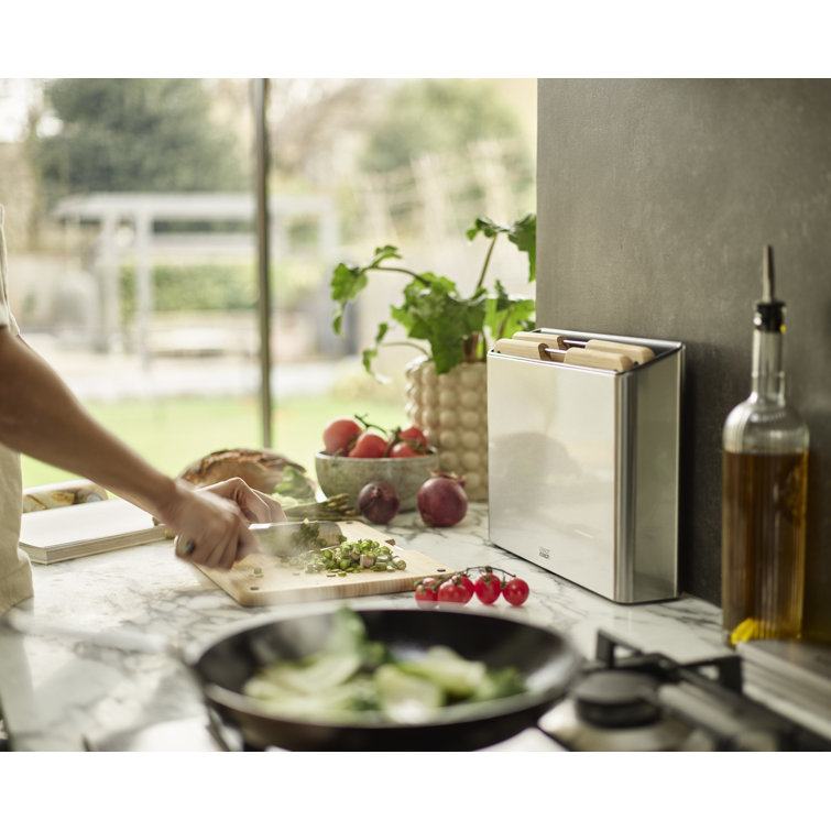 Stainless Steel and Bamboo 3-Piece Rectangular Chopping Board Set