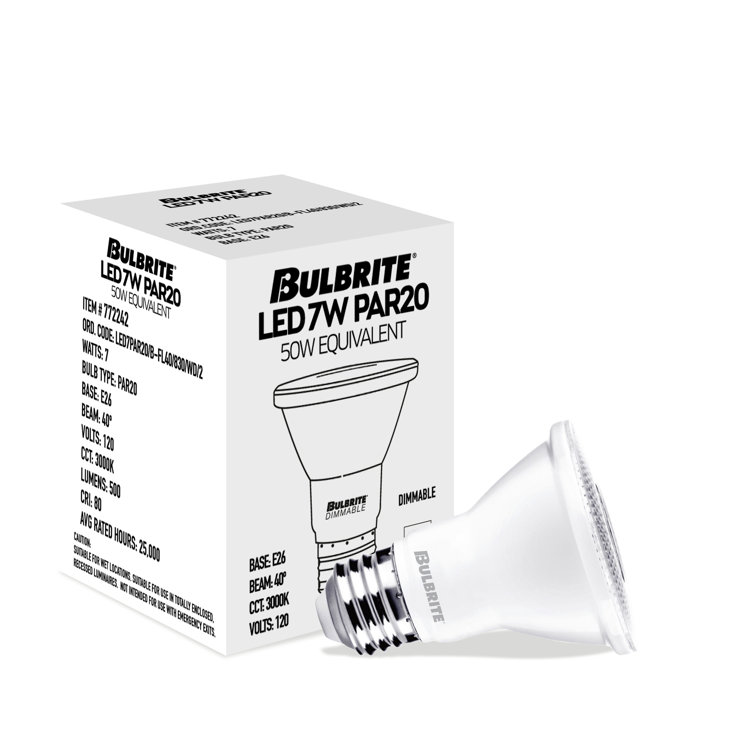 White Dimmable LED PAR20 Flood Light Bulb 7W