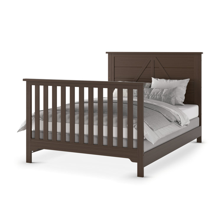 Brushed Truffle Pine Wood 4-in-1 Convertible Crib