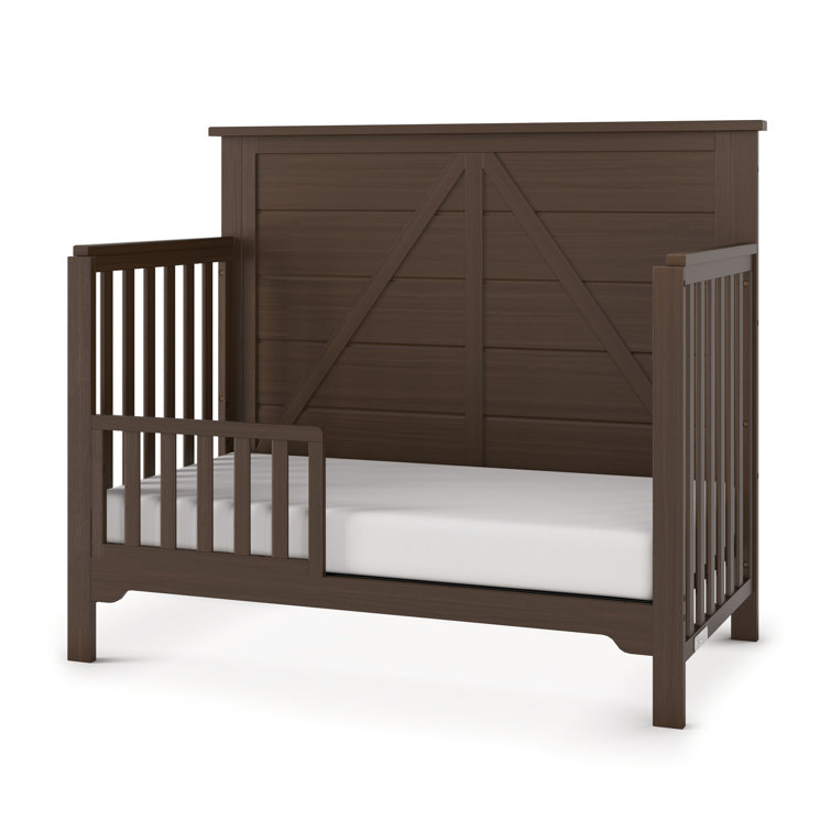 Brushed Truffle Pine Wood 4-in-1 Convertible Crib