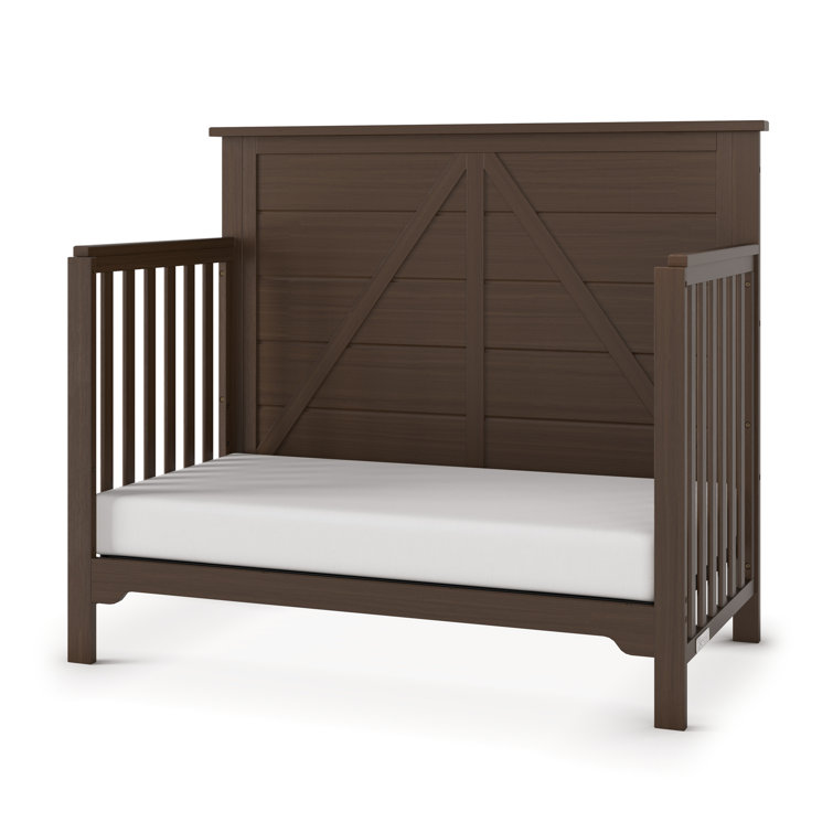 Brushed Truffle Pine Wood 4-in-1 Convertible Crib