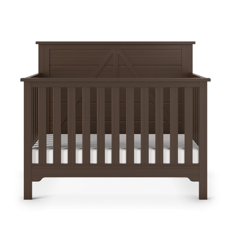Brushed Truffle Pine Wood 4-in-1 Convertible Crib