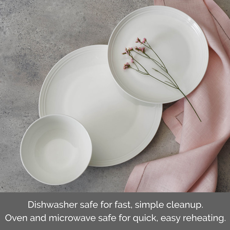 Kyler White Porcelain 12-Piece Dinnerware Set, Service for 4