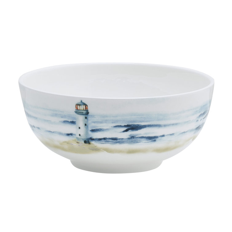 Seaside Coastal Multicolor Porcelain 12-Piece Dinnerware Set, Service for 4