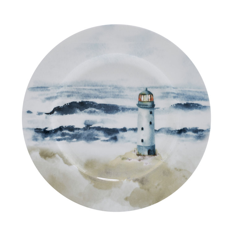 Seaside Coastal Multicolor Porcelain 12-Piece Dinnerware Set, Service for 4