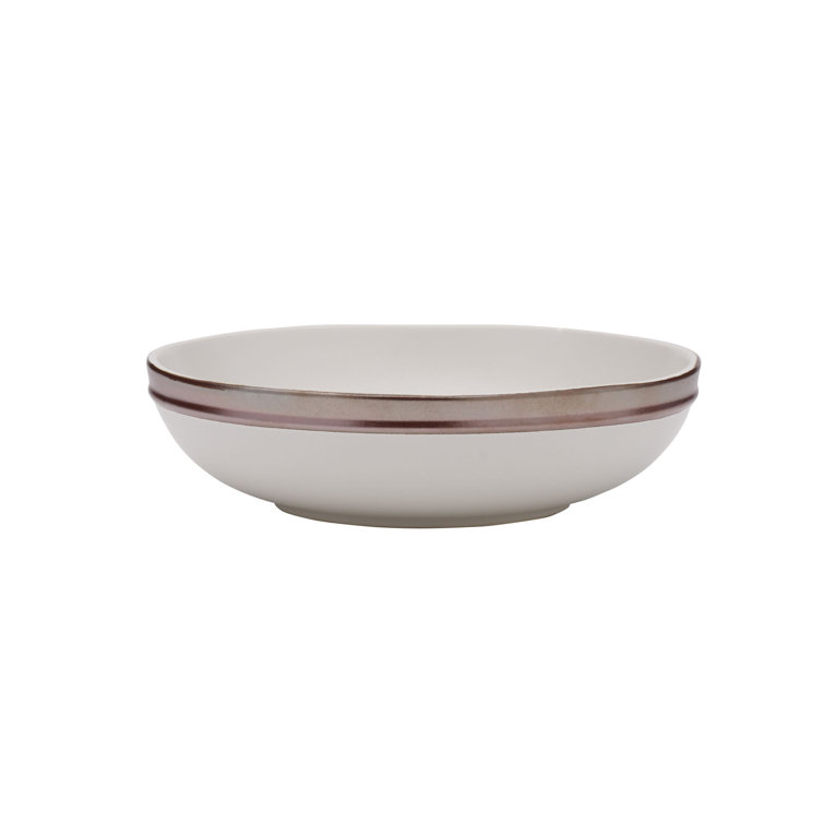 Miller White Ceramic 12-Piece Dinnerware Set with Rose Gold Banding