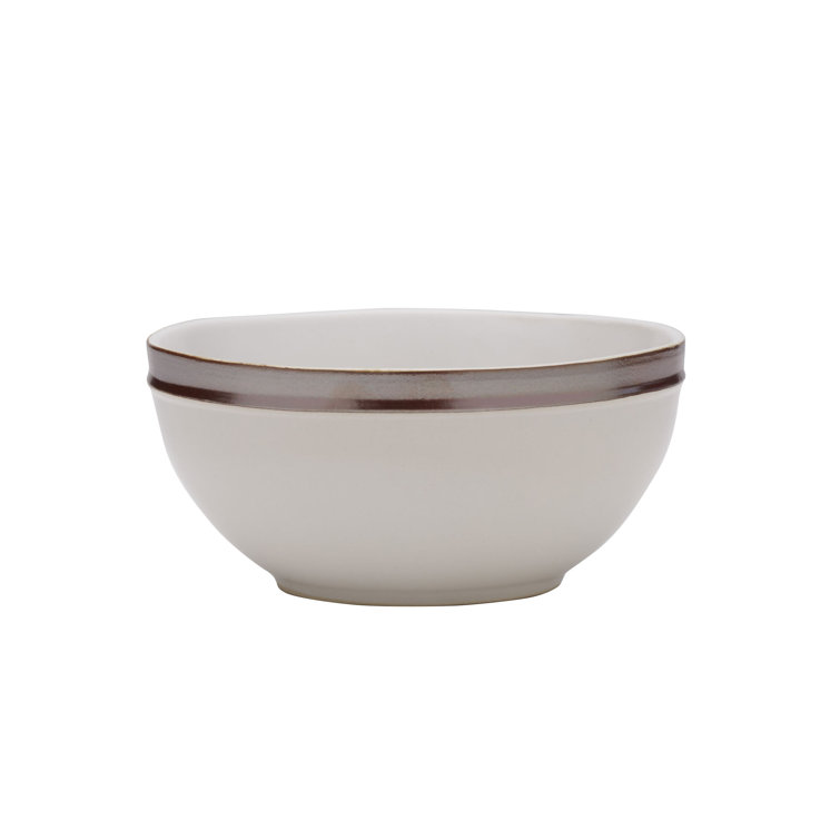 Miller White Ceramic 12-Piece Dinnerware Set with Rose Gold Banding