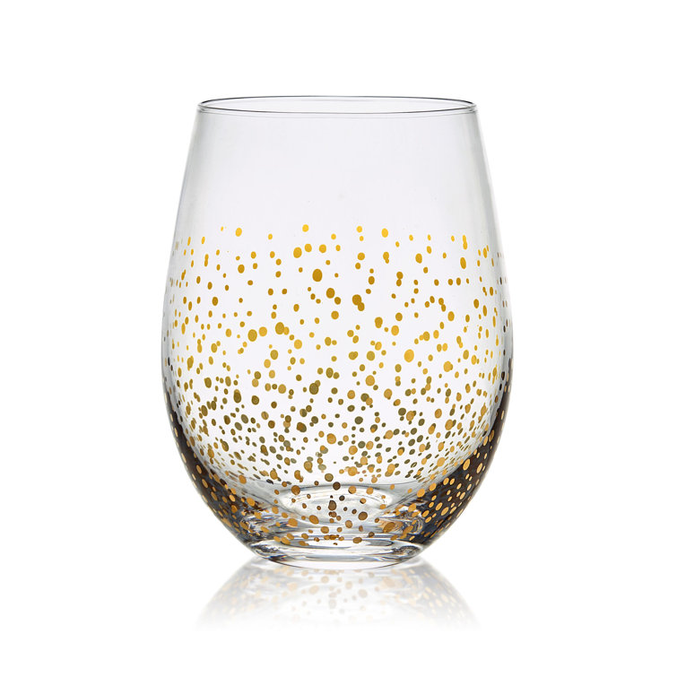 Gold and Silver Glitter Stemless Wine Glasses Set of 4
