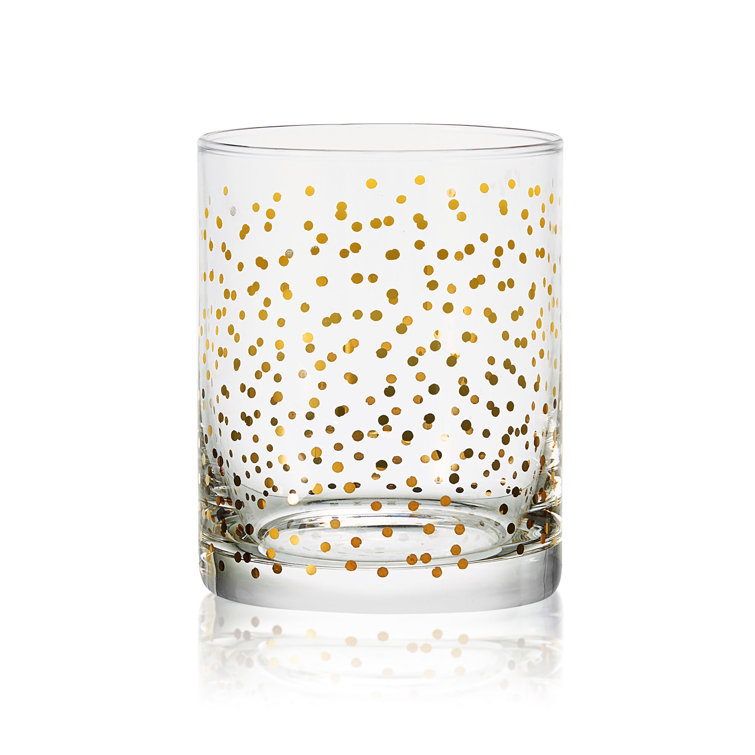 Gold and Silver Patterned Double Old Fashioned Glasses Set of 4