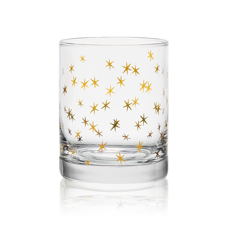 Gold and Silver Patterned Double Old Fashioned Glasses Set of 4