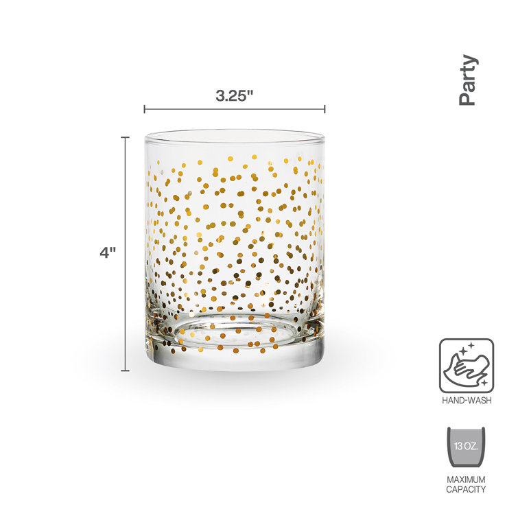 Gold and Silver Patterned Double Old Fashioned Glasses Set of 4