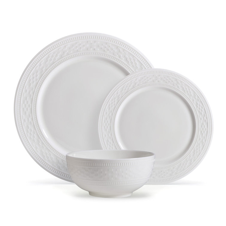 White Porcelain 12-Piece Dinnerware Set, Service for 4