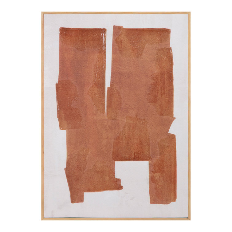 Abstract Earthy Tones Acrylic Painting Print on Canvas with Brown Solid Wood Frame
