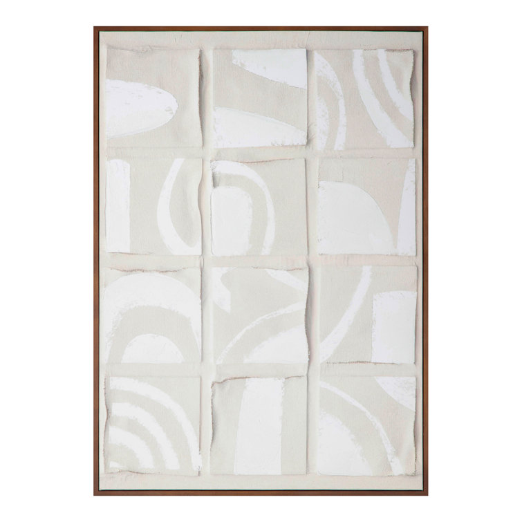 Abstract Neutral Tones Framed Canvas Art with Solid Wood Frame