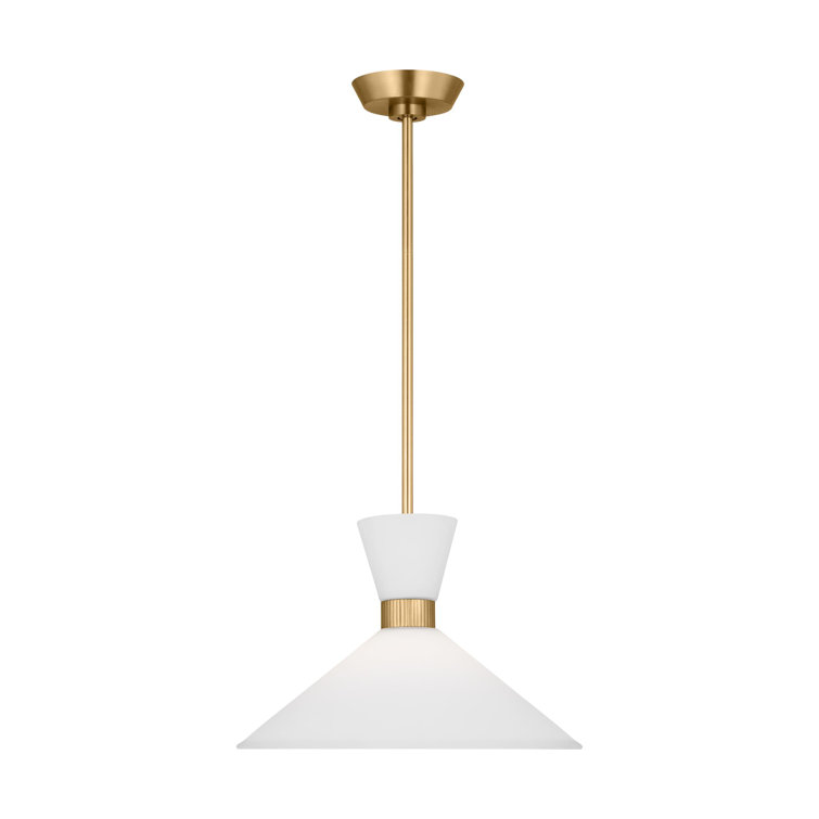Satin Brass Pendant with Etched White Glass Shade