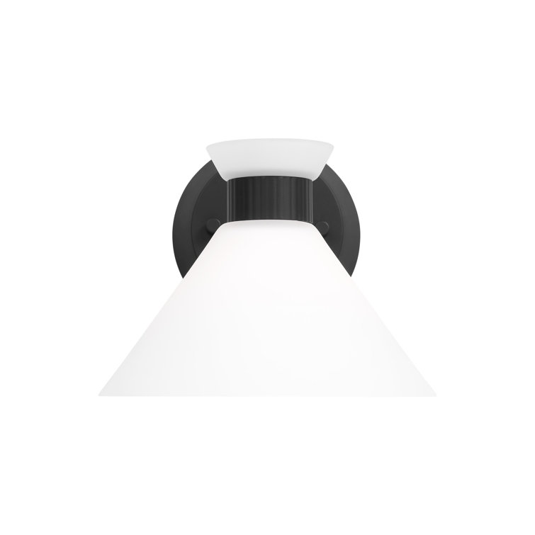 Midnight Black 1-Light Sconce with Etched Glass Shade