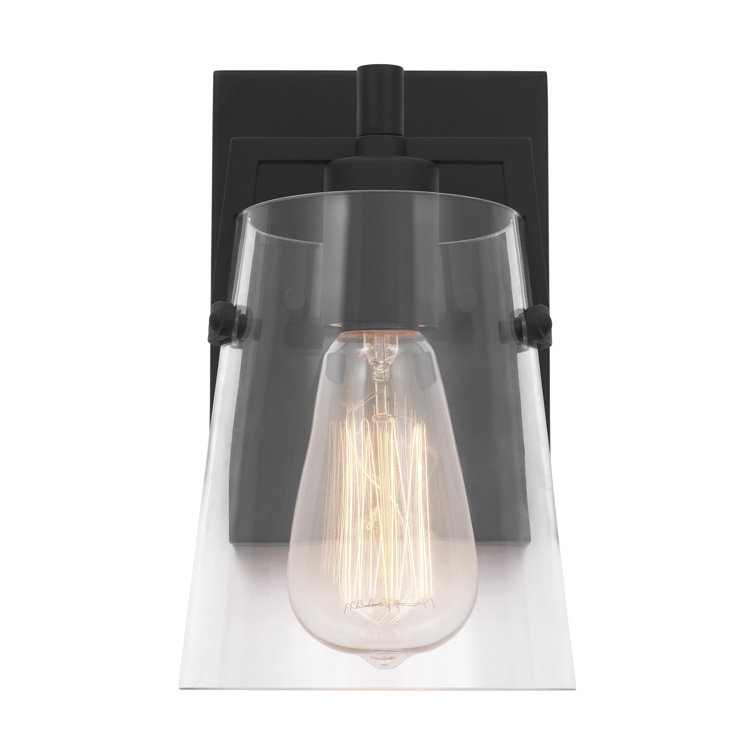 Crofton Midnight Black 1-Light Wall Sconce with Clear Glass Shade