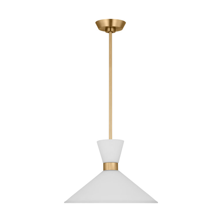 Satin Brass Pendant with Etched White Glass Shade