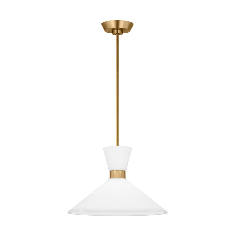 Satin Brass Pendant with Etched White Glass Shade